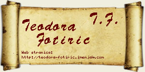 Teodora Fotirić vizit kartica